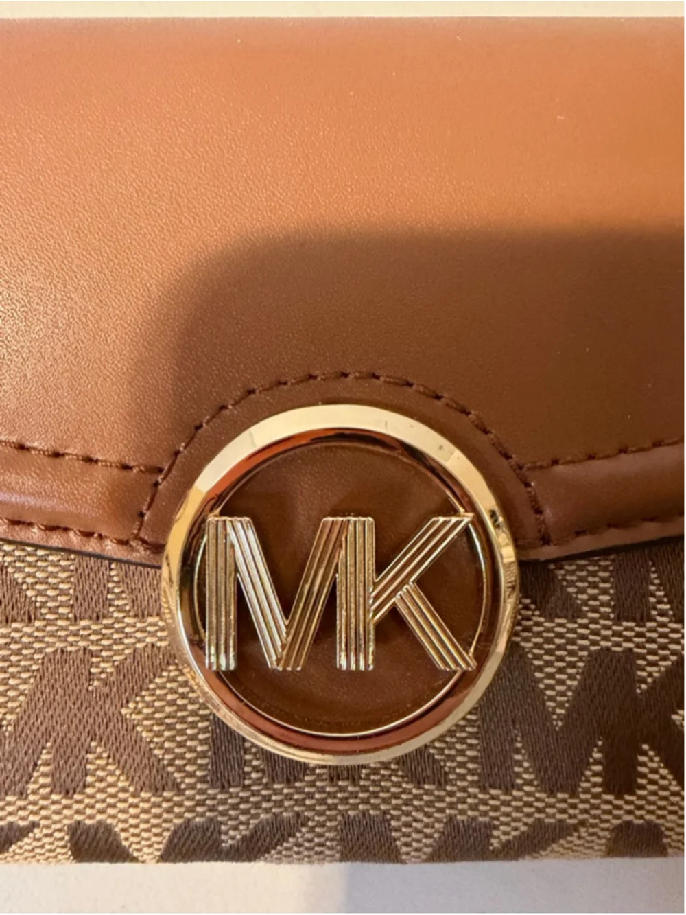Women's Michael Kors Brown Beige Monogram Wallet One Size